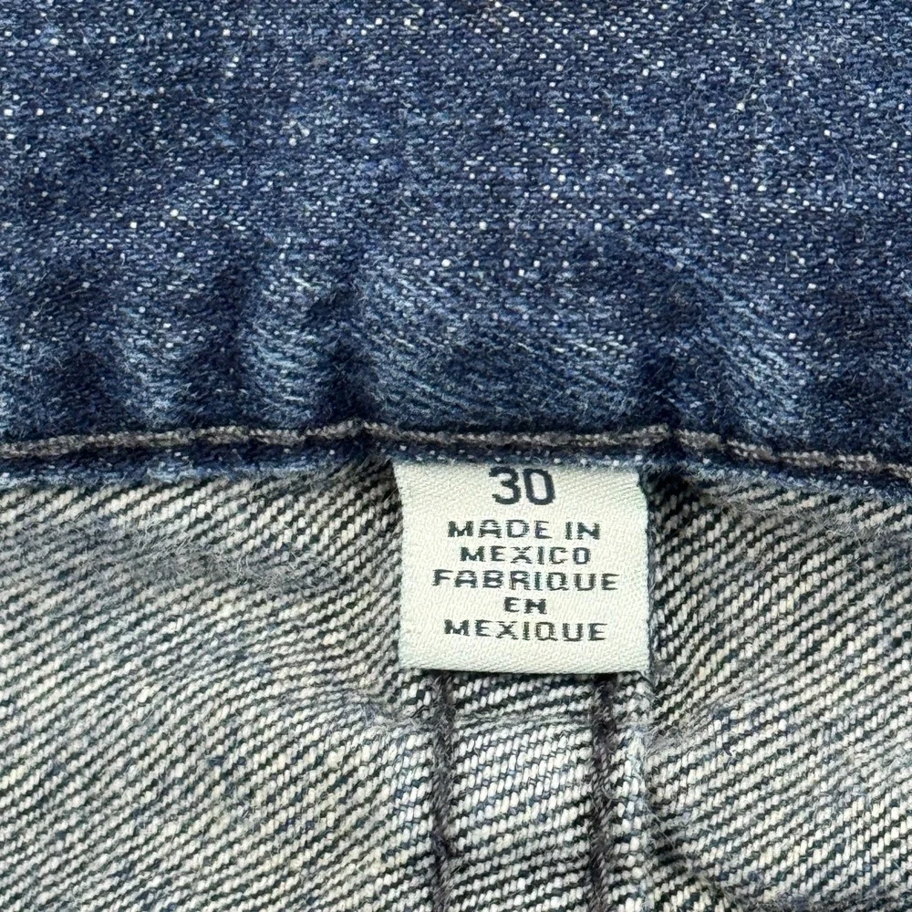 True Religion Jeans Mens 30x26 Blue Denim Skinny Flap Pocket Leather Trim Cotton